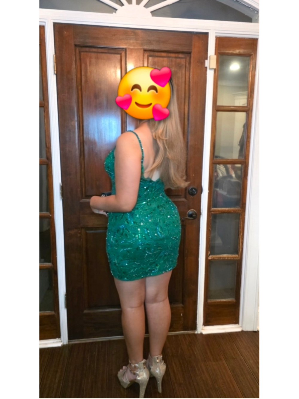 ASHLEYlauren 4500 Size 10 Emerald Green Beaded Sequin Homecoming Mini Dress